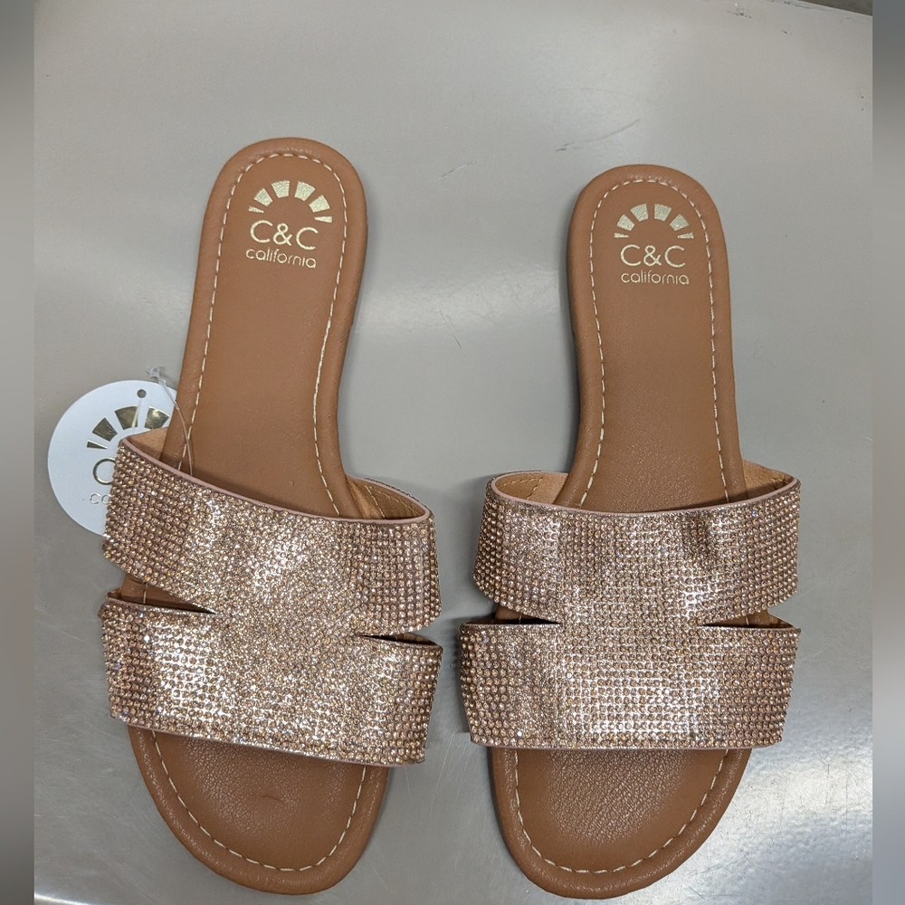 C&C California Women's Tan Slide Sandals
